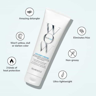 COLOR WOW Color Security Conditioner for Fine to Normal Hair 250ml amazing detangler, won't yellow, dull or darken colour, 3 levels of heat protection, frizz control, non greasy, ultra lightweight