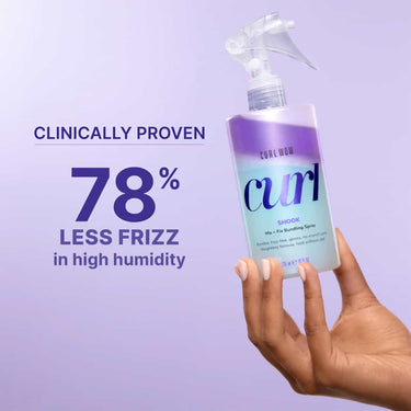 CURL WOW Shook CLINICALLY PROVEN 78% LESS FRIZZ in high humidity