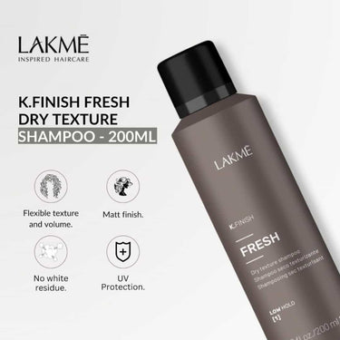 LAKME K.Finish Fresh Dry Texture Shampoo flexible texture, matt finish, no white residue, uv potection