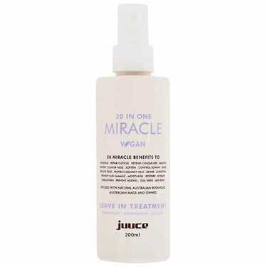 JUUCE 20 In One Miracle is a lightweight, leave-in treatment that revives, protects, and strengthens your hair in just one step