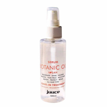 JUUCE Botanic Oil Serum is a non-greasy, lightweight leave-in treatment designed to soften, smooth, and tame frizz while adding brilliant shine