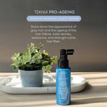 LAKME TEKNIA Pro Ageing Scalp Serum 100ml Slows down the appearance of gray hair and the ageing of the hair follicle. Adds density, resistance, and strength tothe hair fiber.
