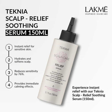 Lakme Teknia Relief serum 150ml relief for sensitive skin, hydrates scalp, reduces sensitivity, immediate calming effect