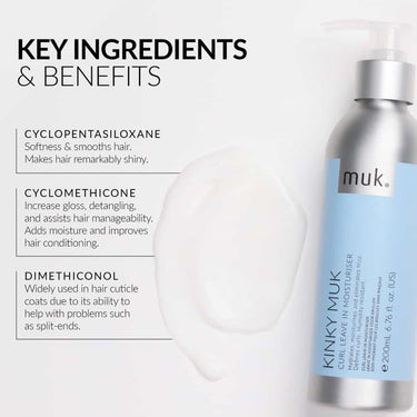 MUK Kinky muk Curl Leave In Moisturiser 200ml key ingredients and benefits