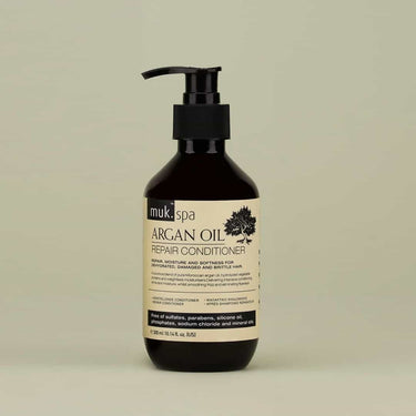 MUK Spa Argan Oil Repair Conditioner deeply moisturises, smooths frizz, and eliminates flyaways, leaving hair beautifully soft, shiny, and manageable