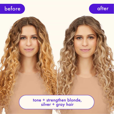 AMIKA Bust Your Brass Cool Blonde Strength Repair Shampoo and conditioner before and after results