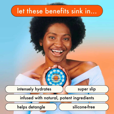 AMIKA Hydro Rush Intense Moisture Hair Mask with Hyaluronic Acid, intensely hydrates, super slip, infused with natural, potent ingredients, helps detangle, silicone-free