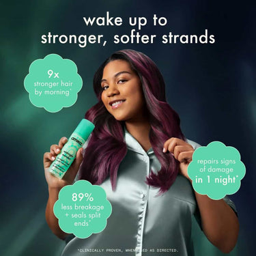 AMIKA Midnight Mender wake up to stronger, softer strands. 9 times stronger by morning. repairs damage in 1 night