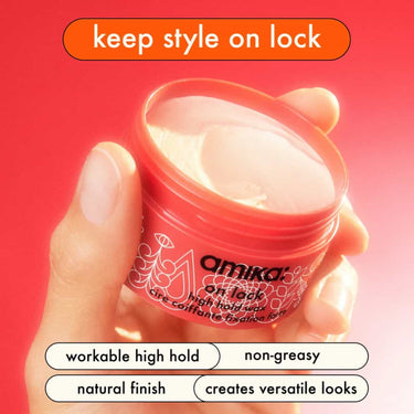 AMIKA On Lock High Hold Hair Wax, workable high hold, non-greasy, natural finish, creates versatile looks