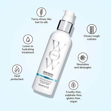 COLOR WOW Dream Cocktail Coconut Infused, turns straw like hair to silk, hydrating treatment, heat protectant, detangles, closes rough cuticles