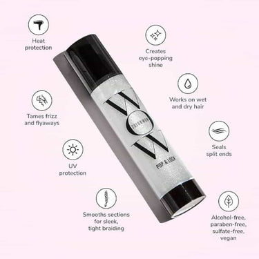 COLOR WOW Pop & Lock High Gloss Serum, heat protection, tames frizz and flyaways, uv protection, smooths, shine, works on wet or dry hair, seals split ends, alcohol free