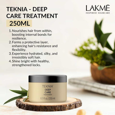 Deep care treatment by Lakme Teknia Hydrated, silky, soft and shiny hair.