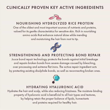 JUUCE Hyaluronic Hydrate Shampoo clinically proven key active ingredients