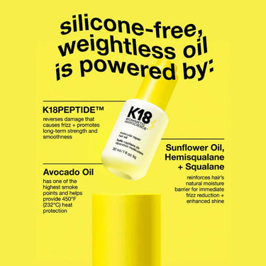 K18 Molecular Repair Hair Oil 30ml, silicone free weightless oil