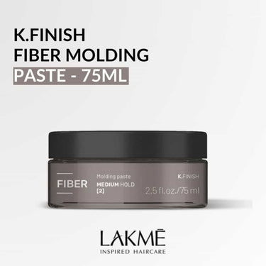 Lakmē K.Finish Fiber Molding Paste Medium Hold 75ml: An elastic paste featuring a fibrous texture, designed to sculpt and define all hair types