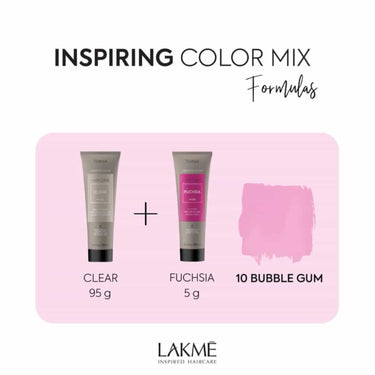 LAKME Teknia Refresh Fuchsia mask mixed with Clear to get bubble gum formula