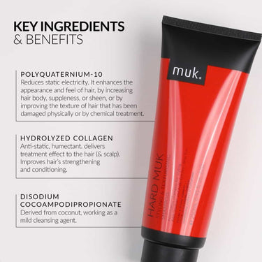 MUK Hard muk Styling and Texturising Shampoo 250ml key ingredients and benefits