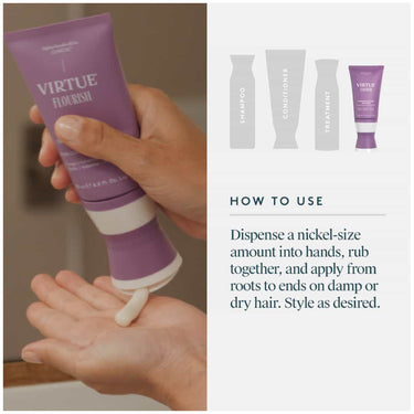 how to use VIRTUE Flourish Thickening Styling Treatment 120ml
