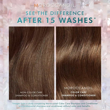 using color care shampoo and conditioner by moroccanoil results After 15 washes 