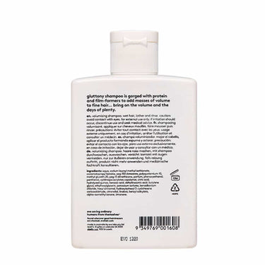 EVO Gluttony Volumising Shampoo 300ml back of bottle